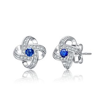 Sterling Silver Cubic Zirconia Swirled Stud Earrings