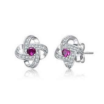 Sterling Silver Cubic Zirconia Swirled Stud Earrings