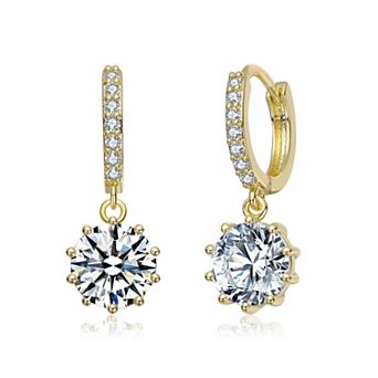 14K Gold over Sterling Silver Cubic Zirconia Huggie Earrings