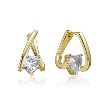 Sterling Silver Cubic Zirconia Huggie Style Earrings