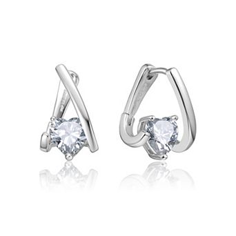 Sterling Silver Cubic Zirconia Huggie Style Earrings