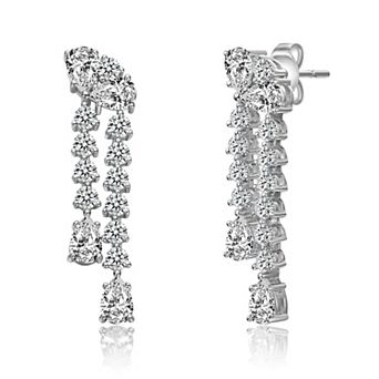 Sterling Silver Cubic Zirconia Tiered Teardrop Earrings