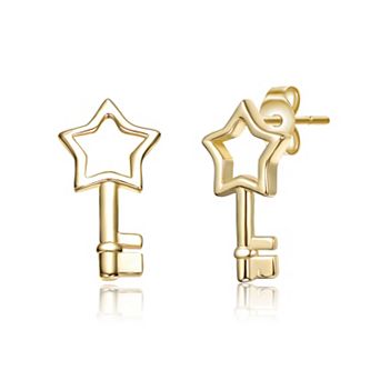Kids 14k Gold over Sterling Silver Star Key Drop Earrings