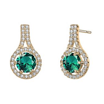 Sterling Silver Round Cubic Zirconia Drop Earrings