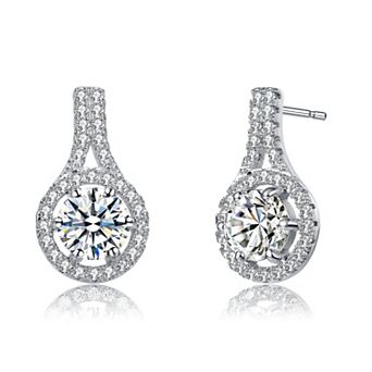 Sterling Silver Round Cubic Zirconia Drop Earrings