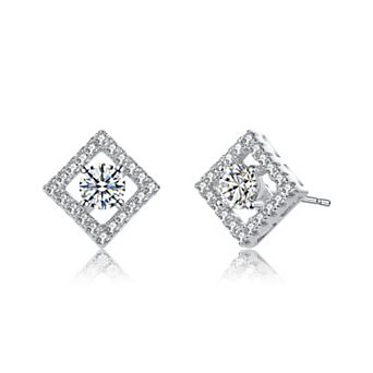 Sterling Silver Cubic Zirconia Halo Stud Earrings