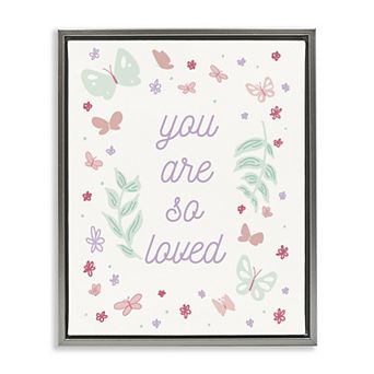 Stupell Home Decor Floral You Are So Loved Framed Canvas Wall Art