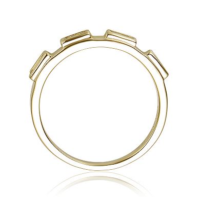 14k Gold Over Silver Cubic Zirconia Baguette Band Ring