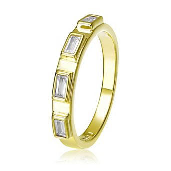 14k Gold Over Silver Cubic Zirconia Baguette Band Ring