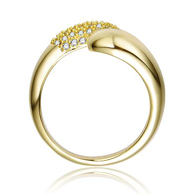 14k Gold Over Silver Cubic Zirconia Teardrop Bypass Ring