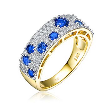 Two Tone Sterling Silver Blue & White Cubic Zirconia Cocktail Ring