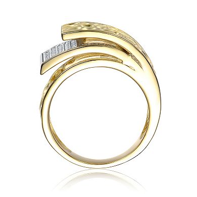 14k Gold Over Silver Cubic Zirconia Hammered Coiled Wrap Ring