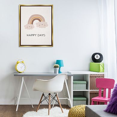 Stupell Home Decor Happy Days Rainbow Framed Canvas Wall Art