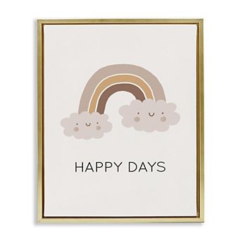 Stupell Home Decor Happy Days Rainbow Framed Canvas Wall Art