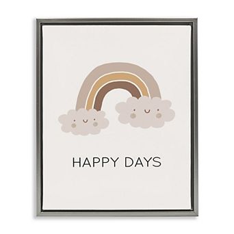 Stupell Home Decor Happy Days Rainbow Framed Canvas Wall Art