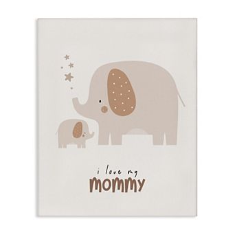 Stupell Home Decor Love My Mommy Elephant Canvas Wall Art