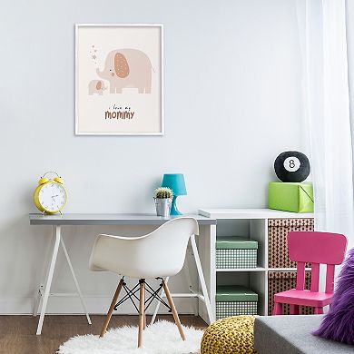 Stupell Home Decor Love My Mommy Elephant Thin Framed Canvas Wall Art