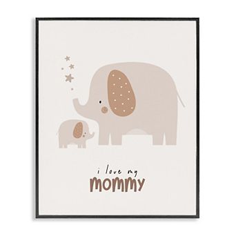 Stupell Home Decor Love My Mommy Elephant Thin Framed Canvas Wall Art