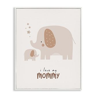 Stupell Home Decor Love My Mommy Elephant Thin Framed Canvas Wall Art