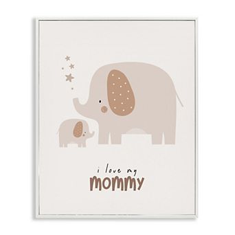 Stupell Home Decor Love My Mommy Elephant Thin Framed Canvas Wall Art