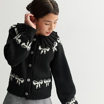 Girls 6-20 SO® Ruffle Neck Cardigan Sweater in Regular & Plus Size