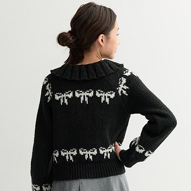 Girls 6-20 SO® Ruffle Neck Cardigan Sweater in Regular & Plus Size