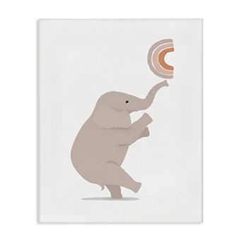 Stupell Home Decor Elephant Balancing Rainbow Canvas Wall Art