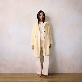 Petite LC Lauren Conrad Long Plaid Overcoat