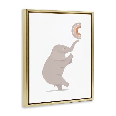 Stupell Home Decor Elephant Balancing Rainbow Floating Frame Canvas Wall Art