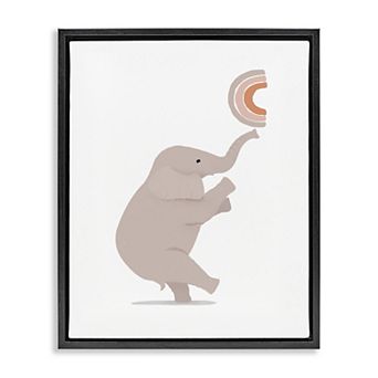 Stupell Home Decor Elephant Balancing Rainbow Floating Frame Canvas Wall Art