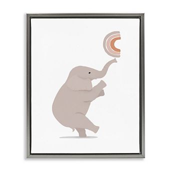 Stupell Home Decor Elephant Balancing Rainbow Floating Frame Canvas Wall Art