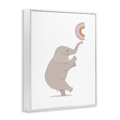 Stupell Home Decor Elephant Balancing Rainbow Framed Canvas Wall Art