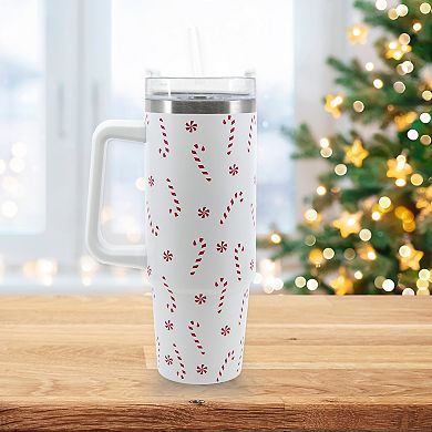 Candy Cane 30 oz. Insulated Tumbler with Straw and Handle