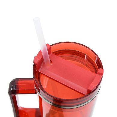 Clear Red 30 oz. Tumbler with Straw and Handle
