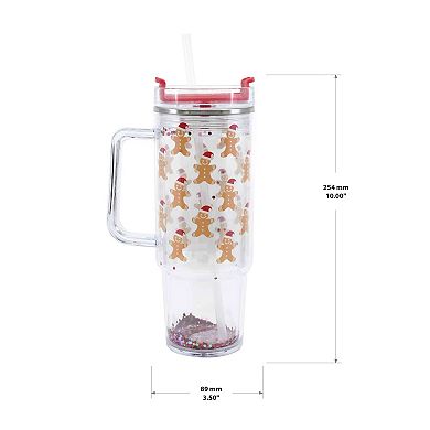 Gingerbread Confetti 30 oz. Tumbler with Straw and Handle