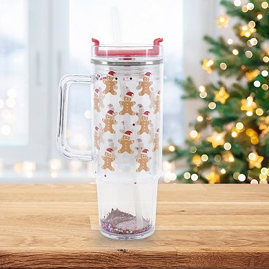 Gingerbread Confetti 30 oz. Tumbler with Straw and Handle