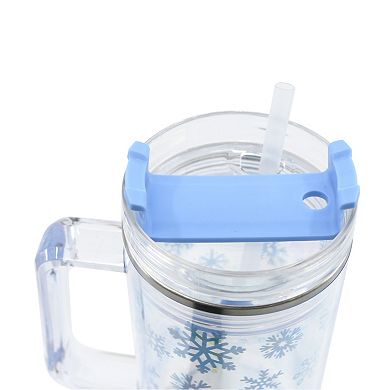 Snowflakes Confetti 30 oz. Clear Tumbler with Straw and Handle