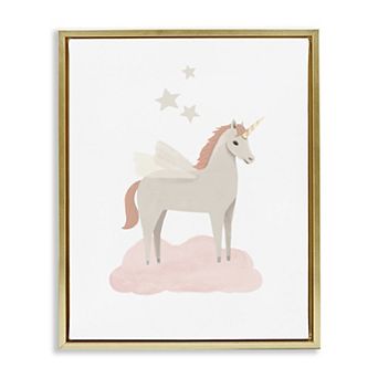 Stupell Home Decor Unicorn on Pink Cloud Framed Wall Art