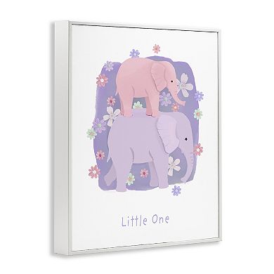 Stupell Home Decor Little One Baby Elephant Print Framed Wall Art