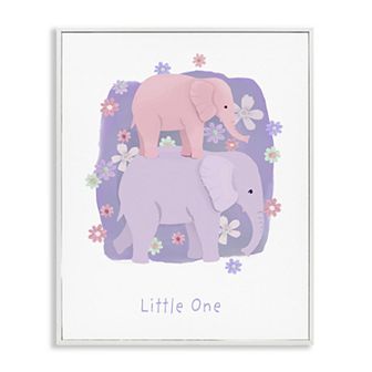 Stupell Home Decor Little One Baby Elephant Print Framed Wall Art