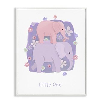 Stupell Home Decor Little One Baby Elephant Print Framed Wall Art