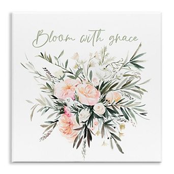 Stupell Home Decor Floral Bloom With Grace Plaque Wall Art