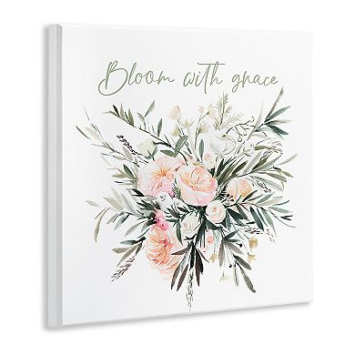 Stupell Home Decor Floral Bloom With Grace Plaque Wall Art