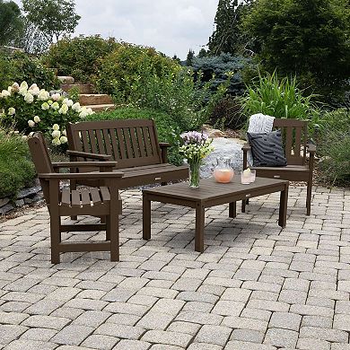 Highwood USA 1 Lehigh 4-ft. Garden Bench, 2 Lehigh Garden Chairs & 1 Conversation Table Set