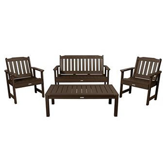 Highwood USA 1 Lehigh 4-ft. Garden Bench, 2 Lehigh Garden Chairs & 1 Conversation Table Set