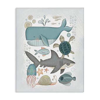 Stupell Home Decor Blue Maritime Animals Canvas Wall Art