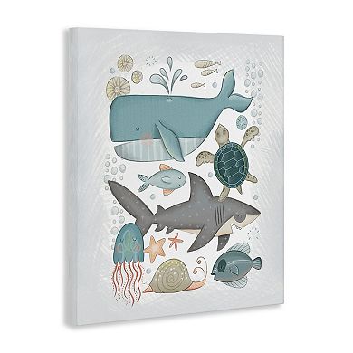 Stupell Home Decor Blue Maritime Animals Canvas Wall Art