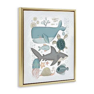 Stupell Home Decor Blue Maritime Animals Framed Wall Art