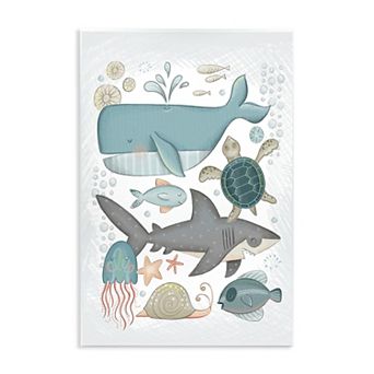 Stupell Home Decor Blue Maritime Animals Wood Plaque Wall Art