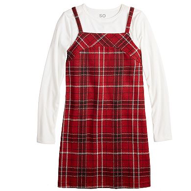 Girls 6-20 SO® Plaid Dress and Long Sleeve Top Set in Regular & Plus Size